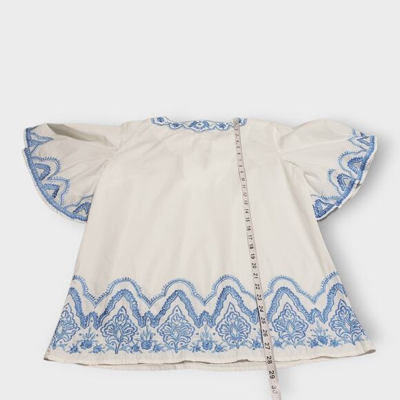 eShakti Wayward Fancies Floral Embroidered Fan Flare Sleeve Tunic Peasant L-14 - Picture 12 of 13